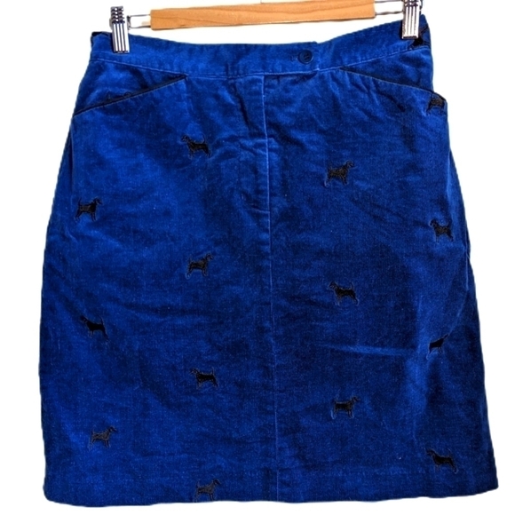 Lilly PULITZER Navy Blue & Black Embroidered Dog Cotton Velvet A-Line Skirt 6 - Picture 1 of 9